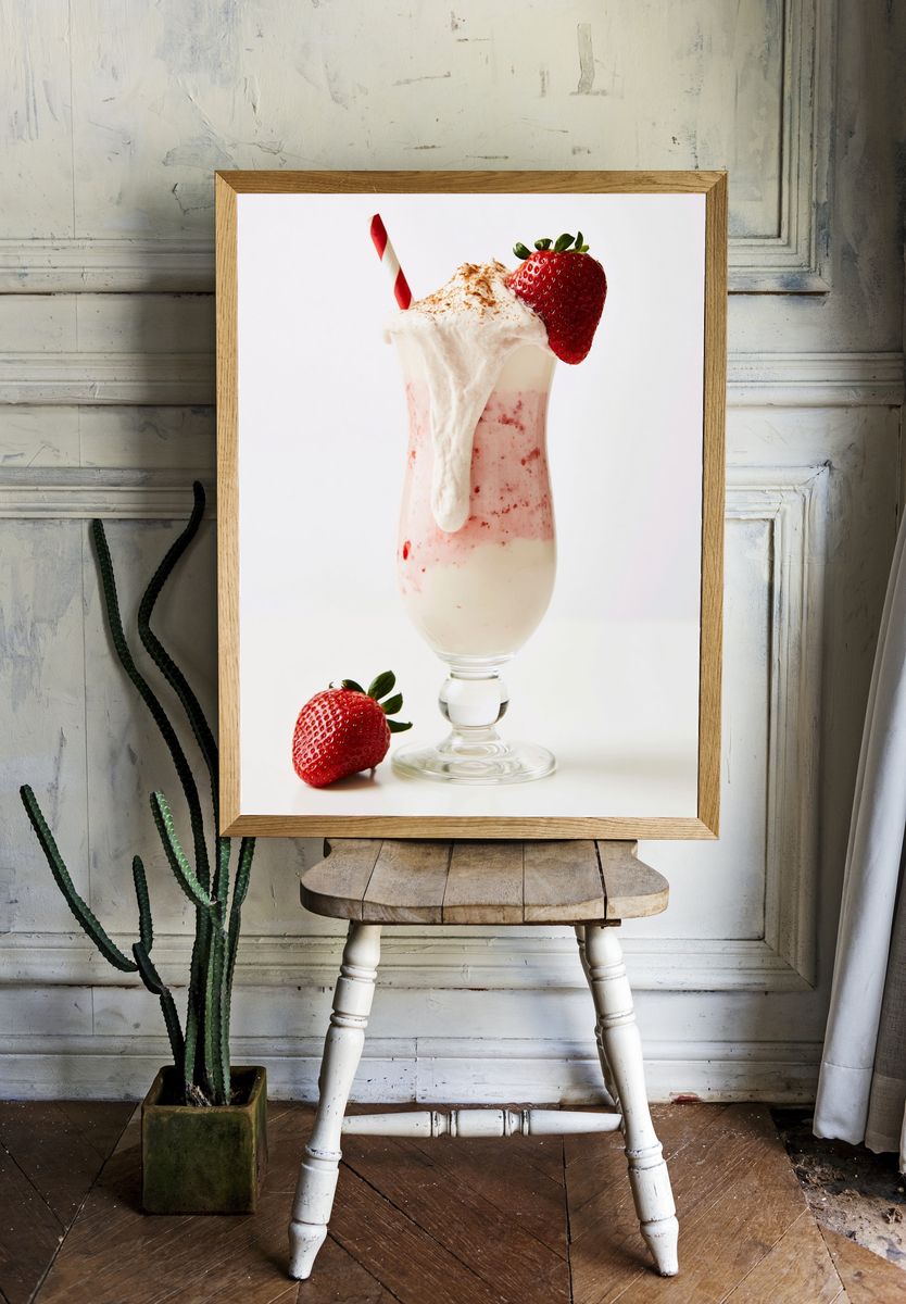 Strawberry Milkshake Photography Poster. room preview