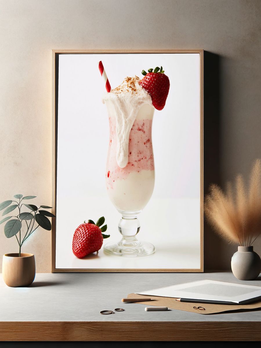 Strawberry Milkshake Photography Poster. — room view 2