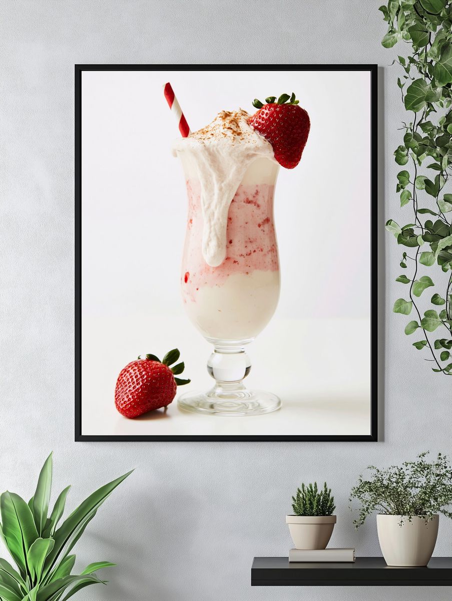 Strawberry Milkshake Photography Poster. — room view 4