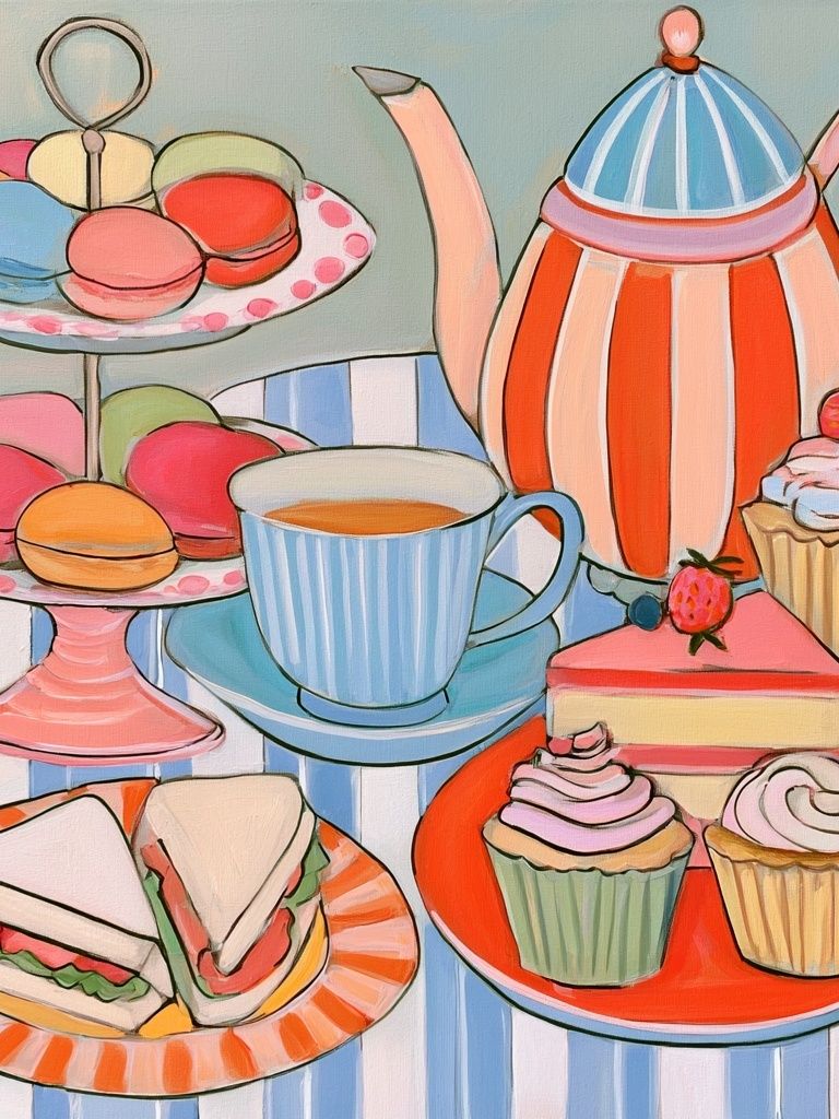 Afternoon Tea Treats Illustration Poster. poster detail