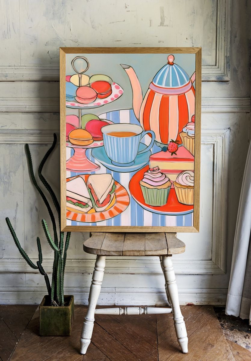 Afternoon Tea Treats Illustration Poster. — room view 1