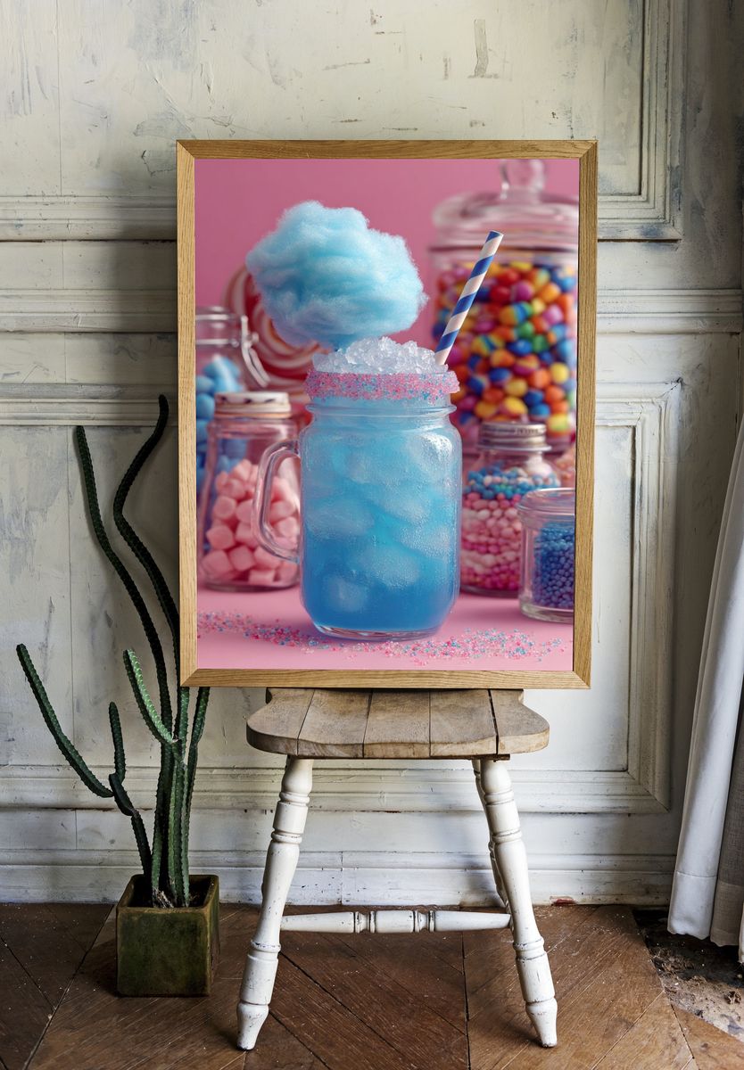 Blue Cotton Candy Drink Poster. room preview