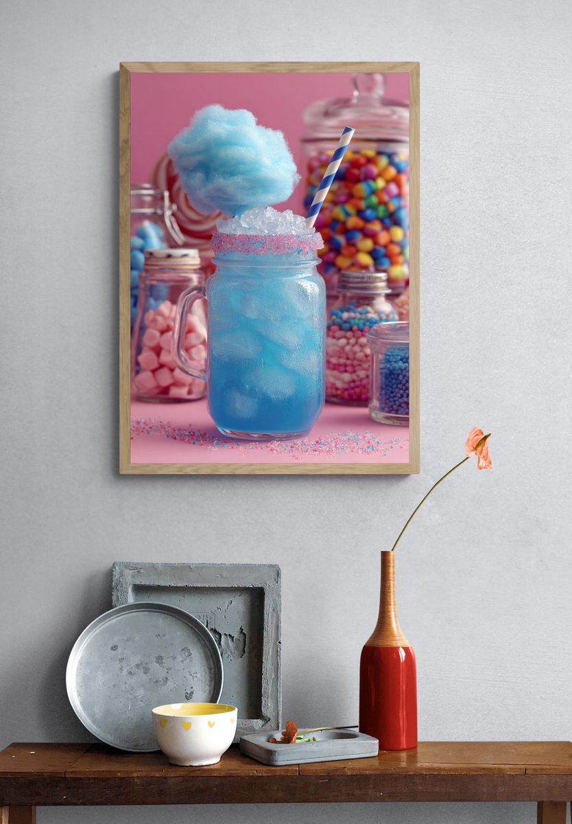 Blue Cotton Candy Drink Poster. — room view 3