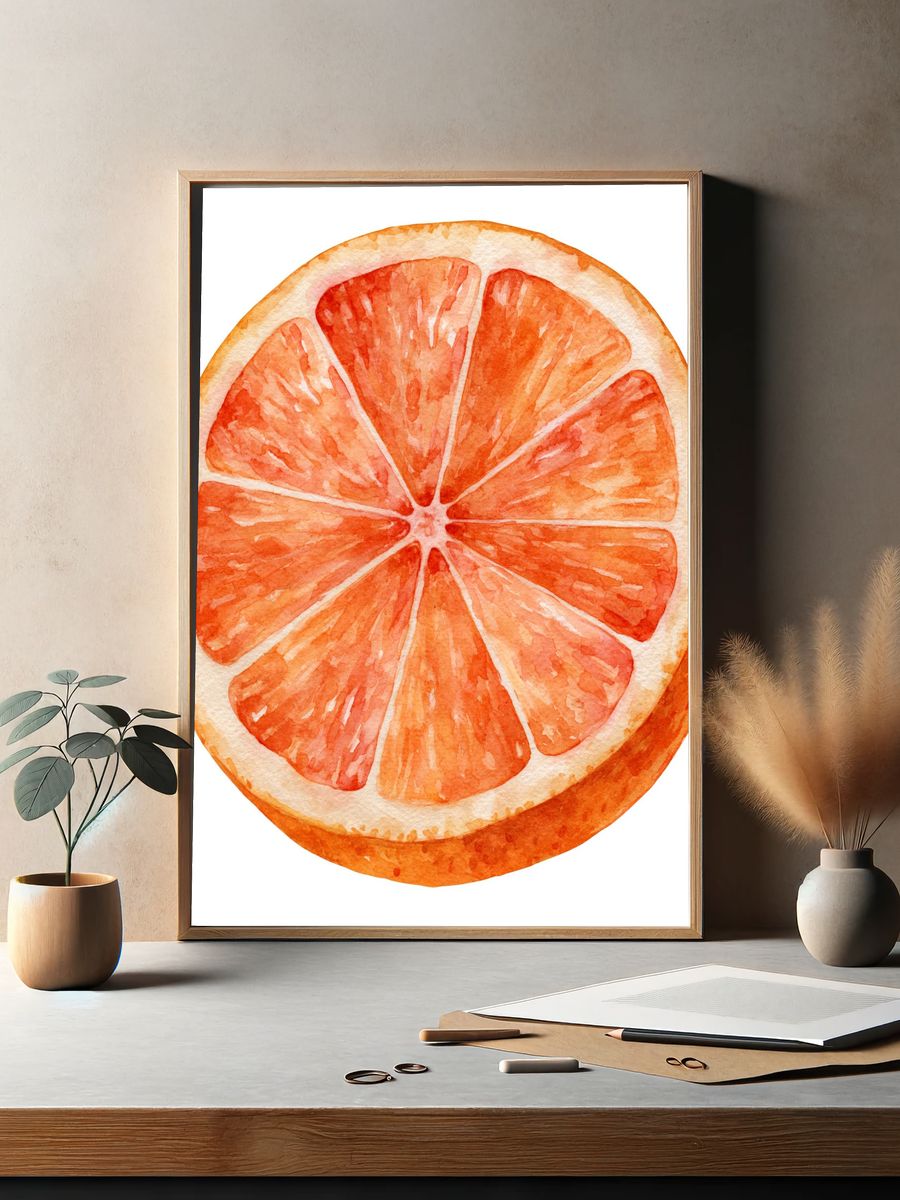 Orange Slice Watercolor Print. — room view 2