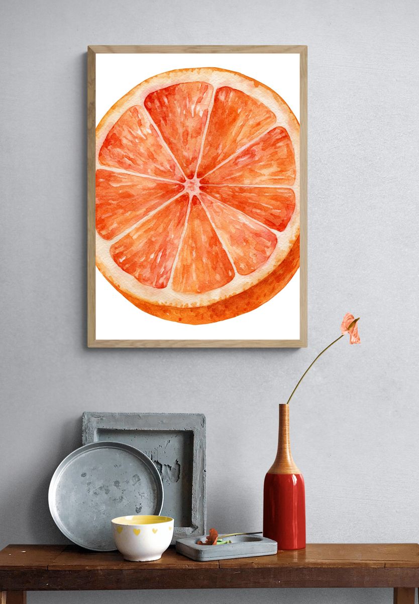 Orange Slice Watercolor Print. — room view 3