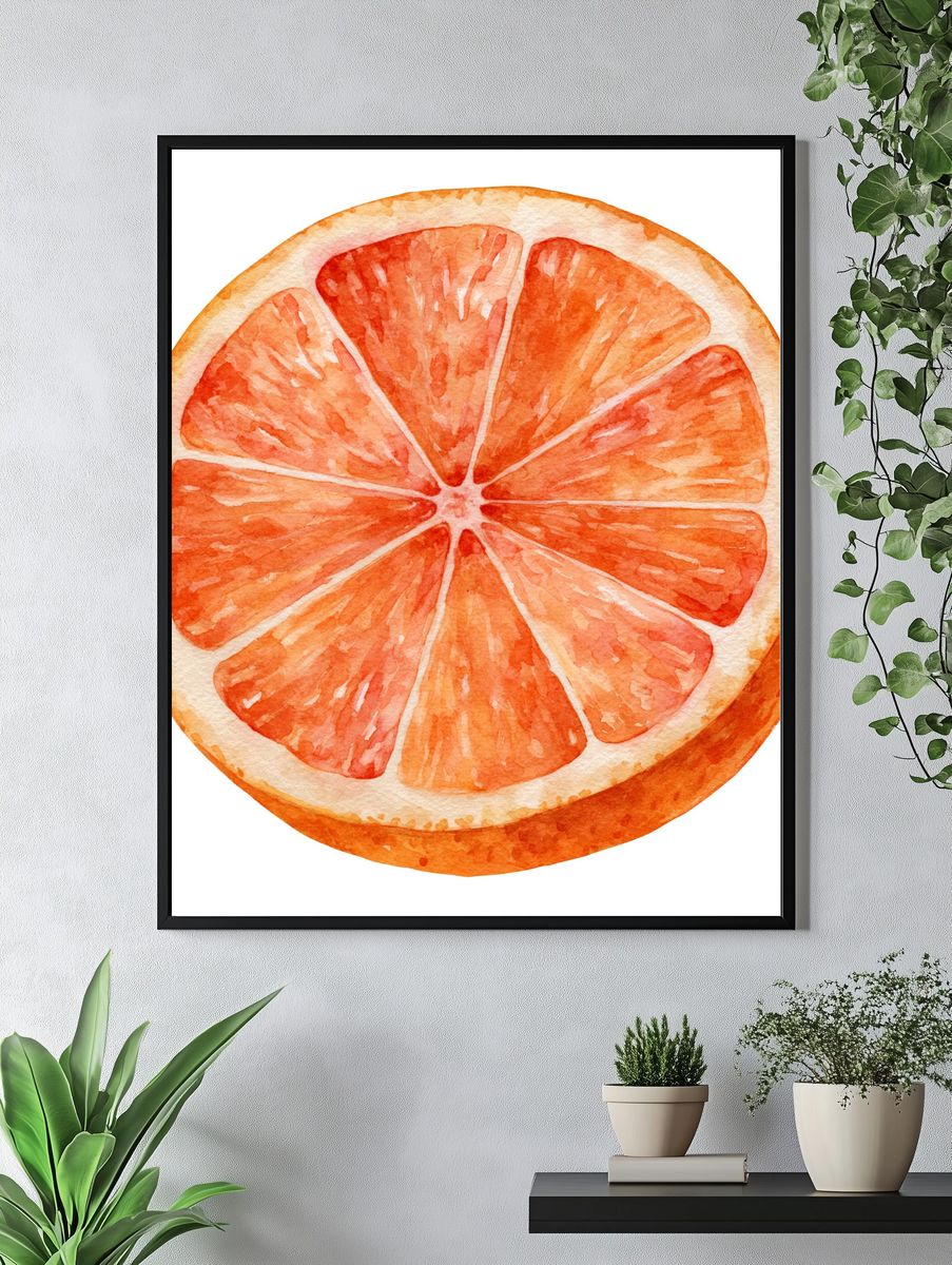 Orange Slice Watercolor Print. — room view 4