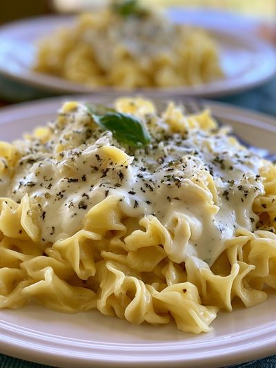 Creamy Pasta Dish Photography Poster.