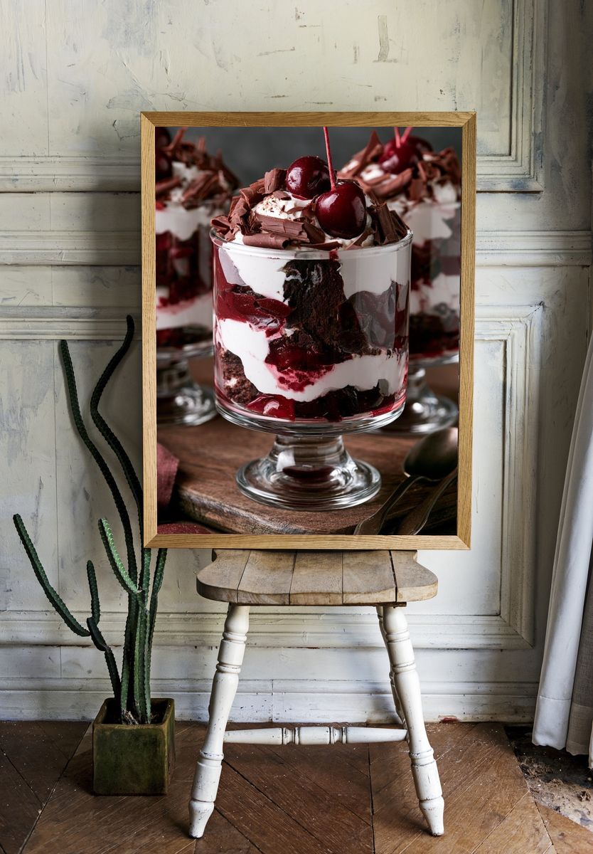 Cherry Chocolate Trifle Print. room preview