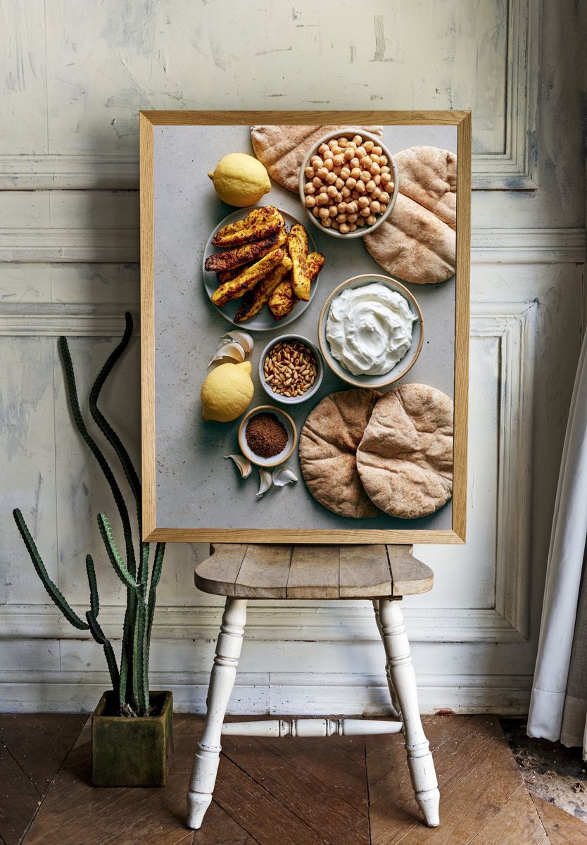 Mediterranean Mezze Still Life Print. room preview