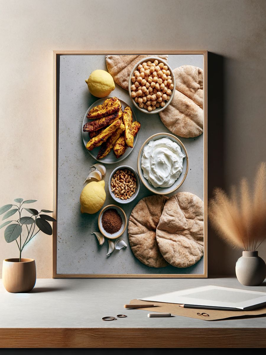 Mediterranean Mezze Still Life Print. — room view 2