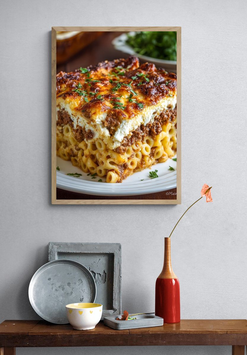 Baked Pasta Casserole Photography Poster. — room view 3