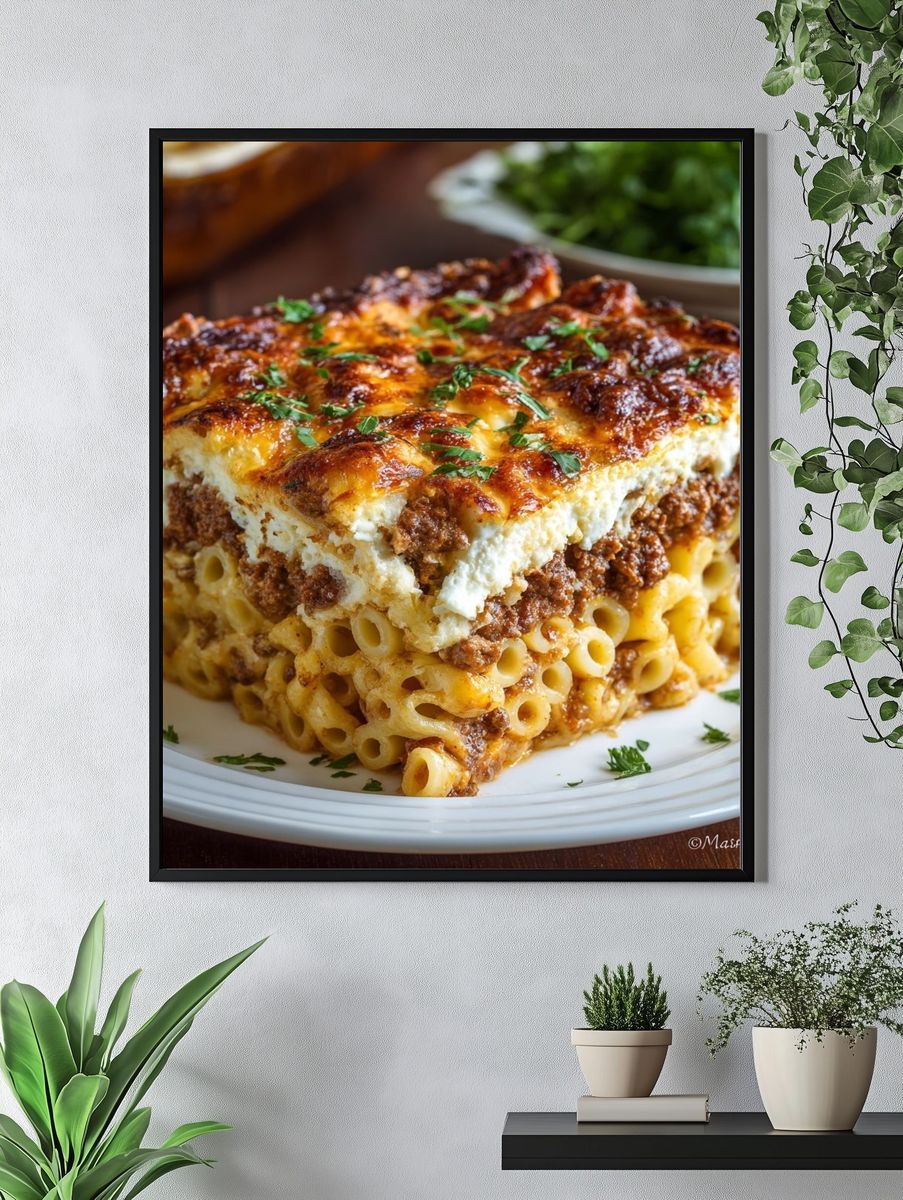 Baked Pasta Casserole Photography Poster. — room view 4