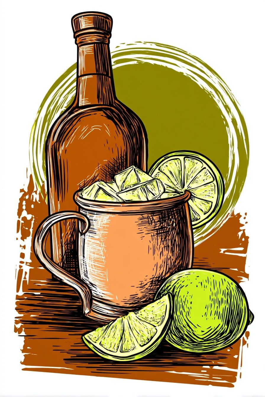 Lime Mule Cocktail Illustration Poster. poster detail