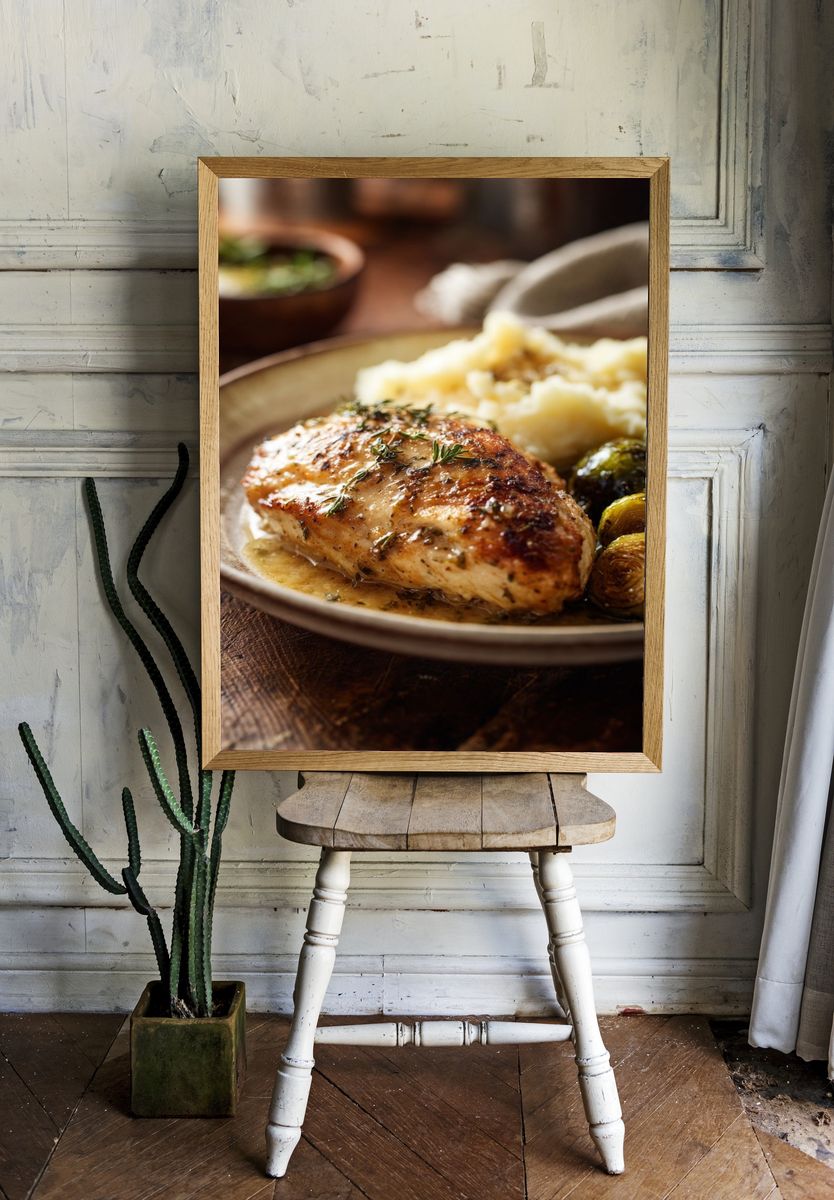 Roasted Chicken Dinner Photography Poster. room preview