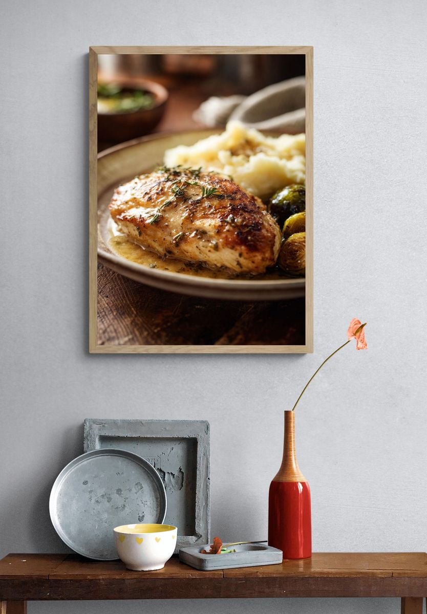 Roasted Chicken Dinner Photography Poster. — room view 3