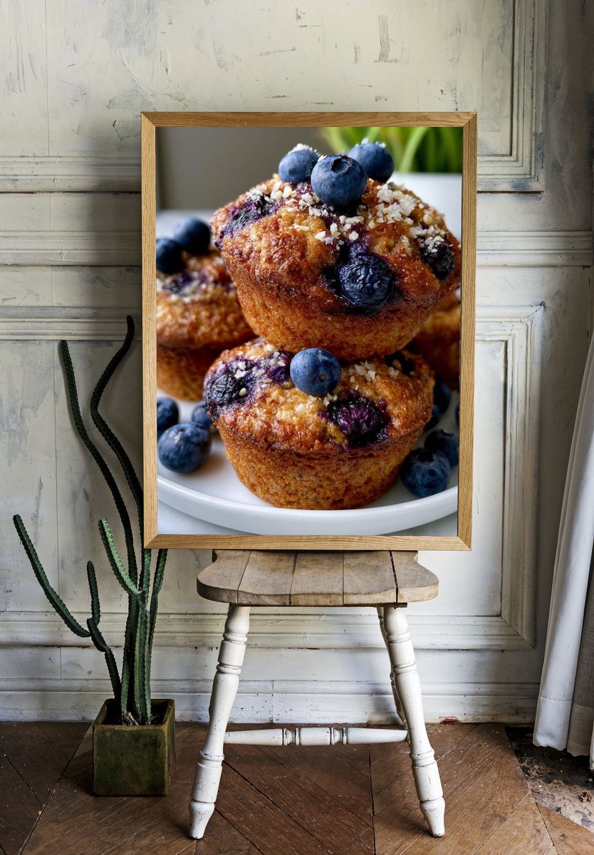 Blueberry Muffins Food-Drink Poster. room preview