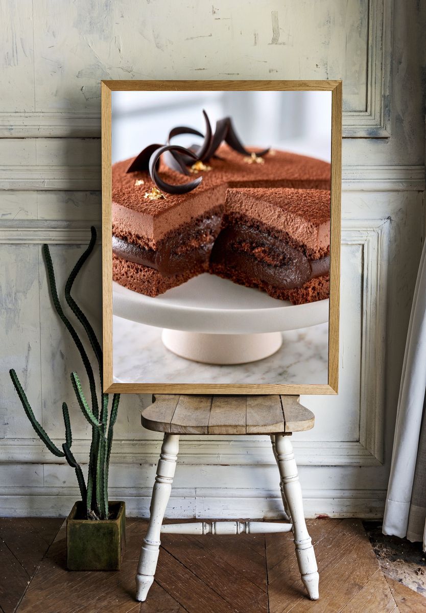 Chocolate Cake Slice Food-Drink Poster. room preview