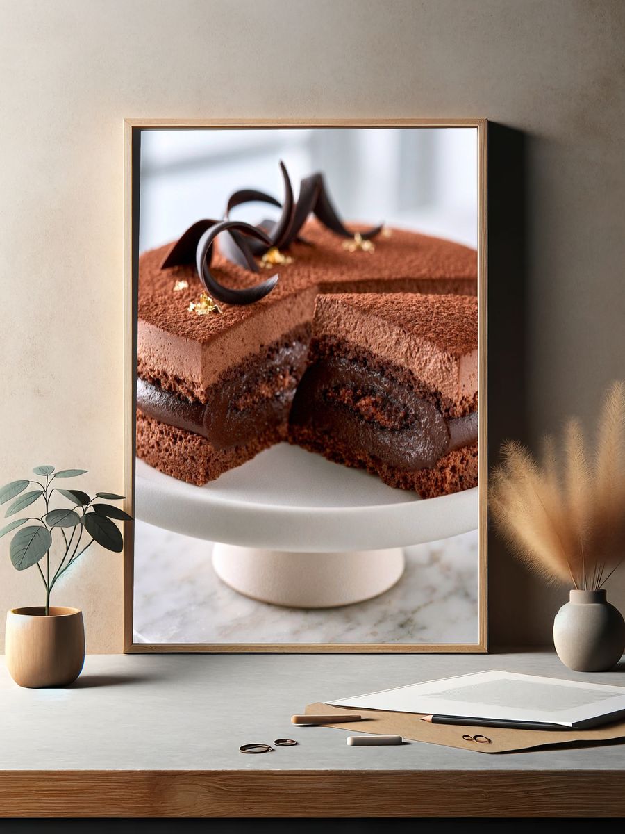 Chocolate Cake Slice Food-Drink Poster. — room view 2