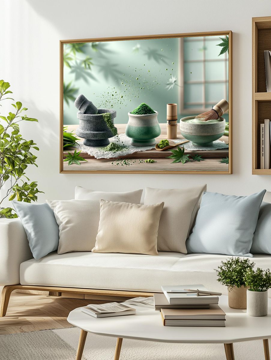 Matcha Tea Ceremony Still Life Poster. — room view 2