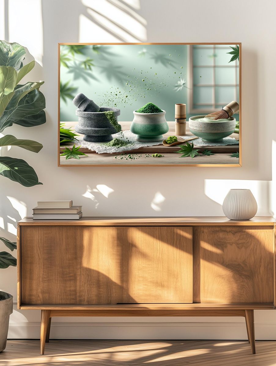 Matcha Tea Ceremony Still Life Poster. — room view 3