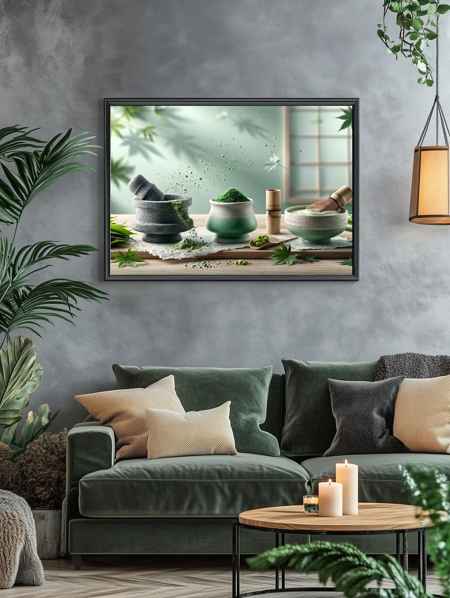 Matcha Tea Ceremony Still Life Poster. — room view 4