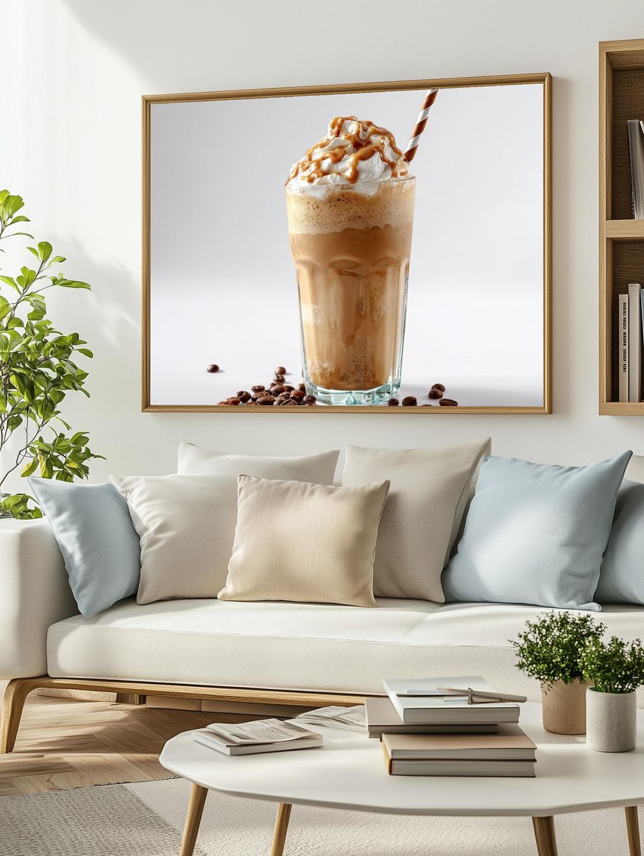 Iced Caramel Coffee Photography Poster. — room view 2