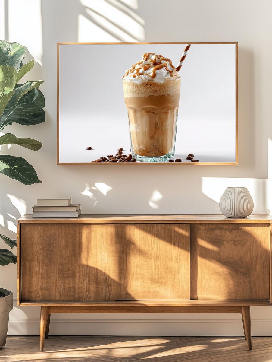 Iced Caramel Coffee Photography Poster. — room view 3