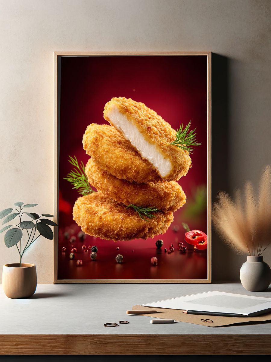 Crispy Chicken Cutlets Food Poster. — room view 2