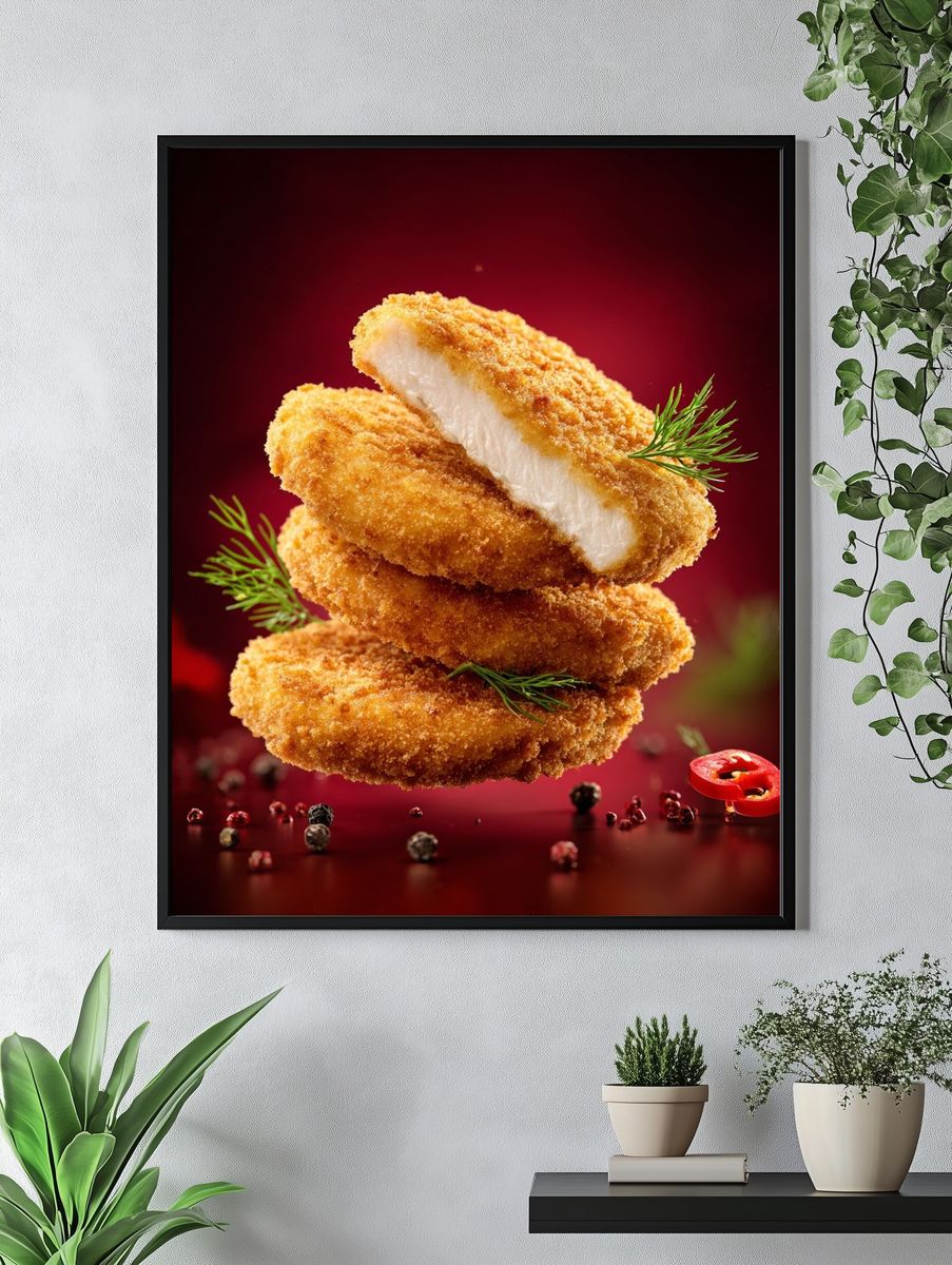 Crispy Chicken Cutlets Food Poster. — room view 4