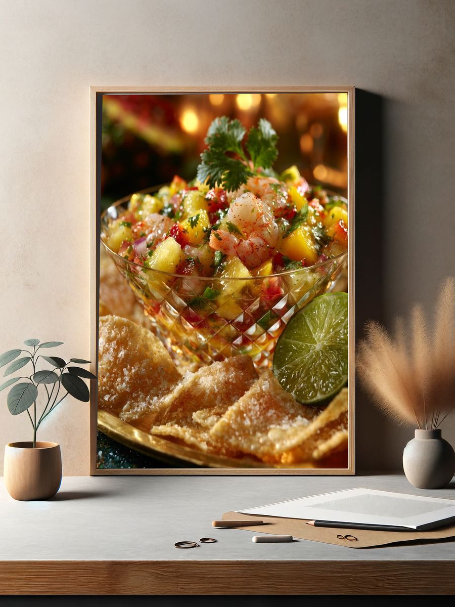 Tropical Shrimp Ceviche Food-Drink Poster. — room view 2