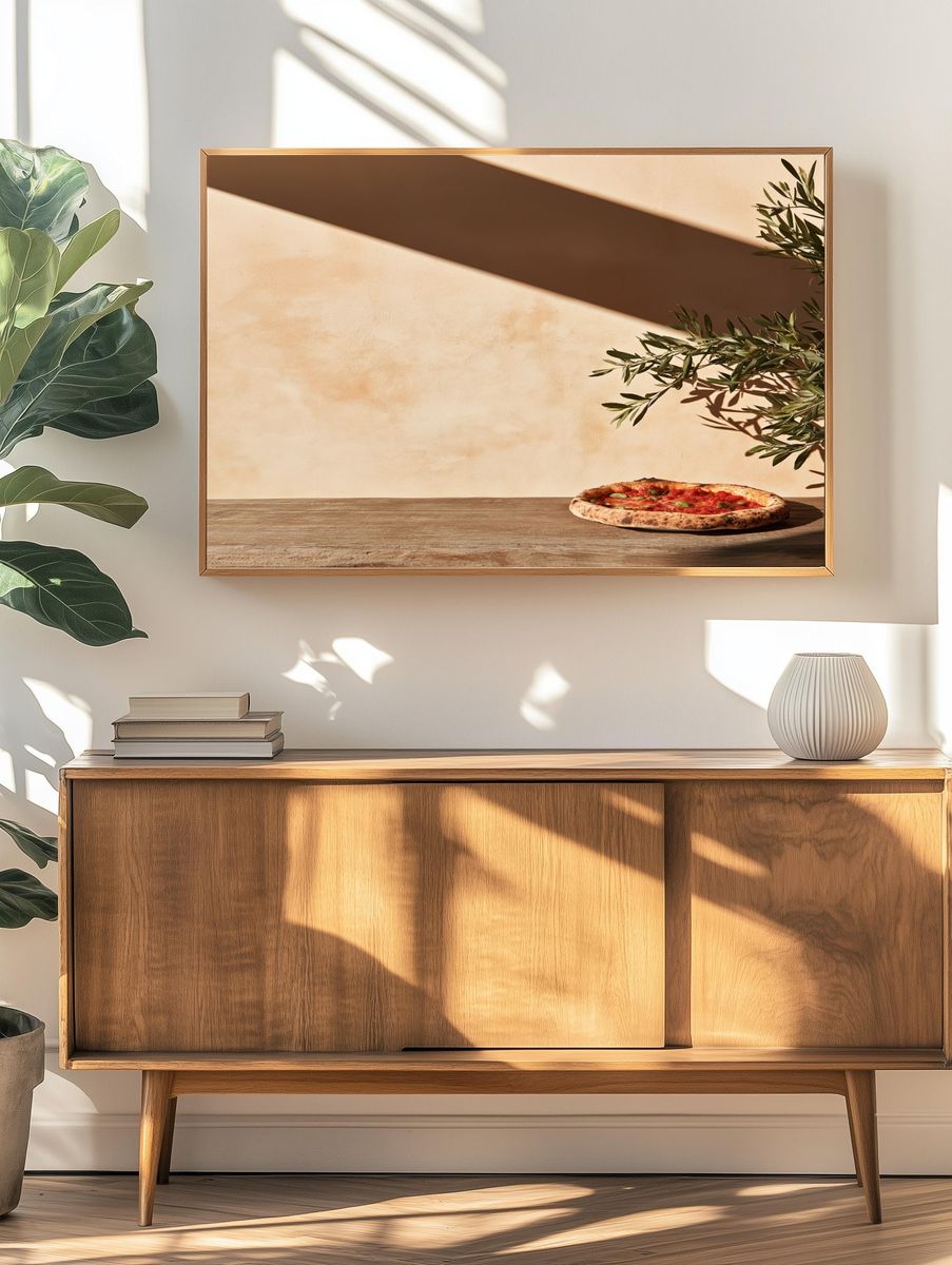 Rustic Pizza Still Life Poster. — room view 3