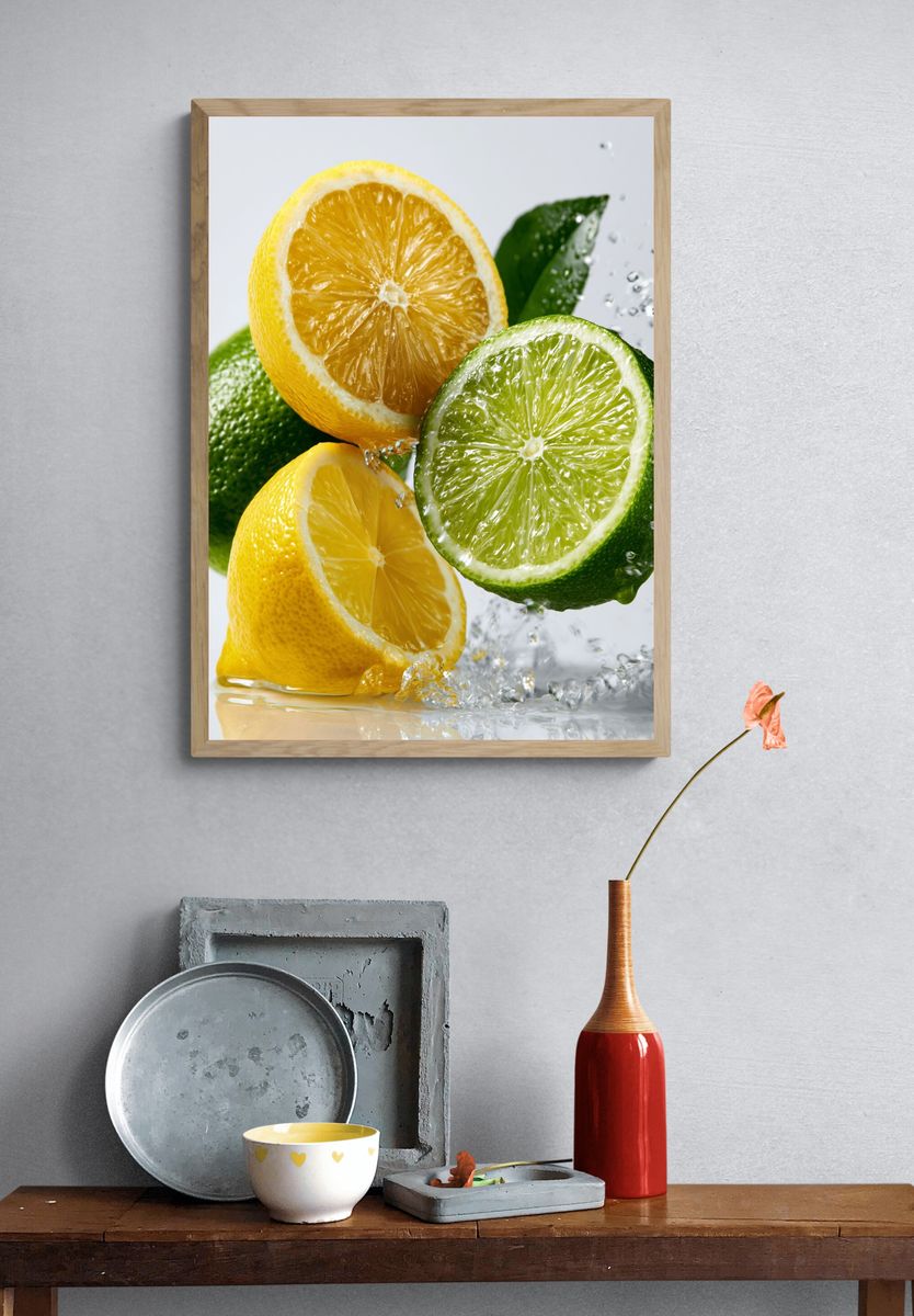 Citrus Splash Still Life Print. — room view 3