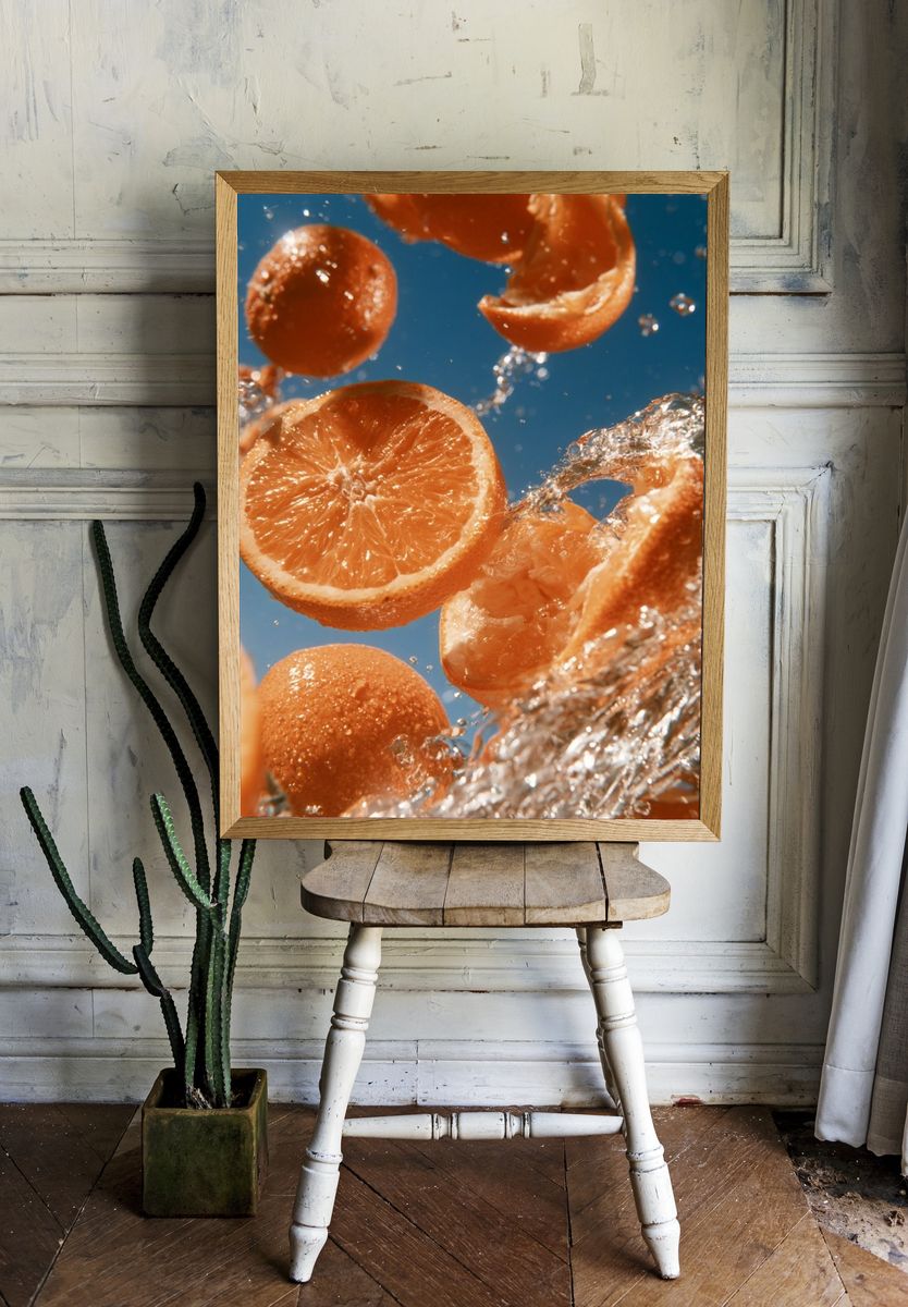 Citrus Splash Photography Poster. room preview
