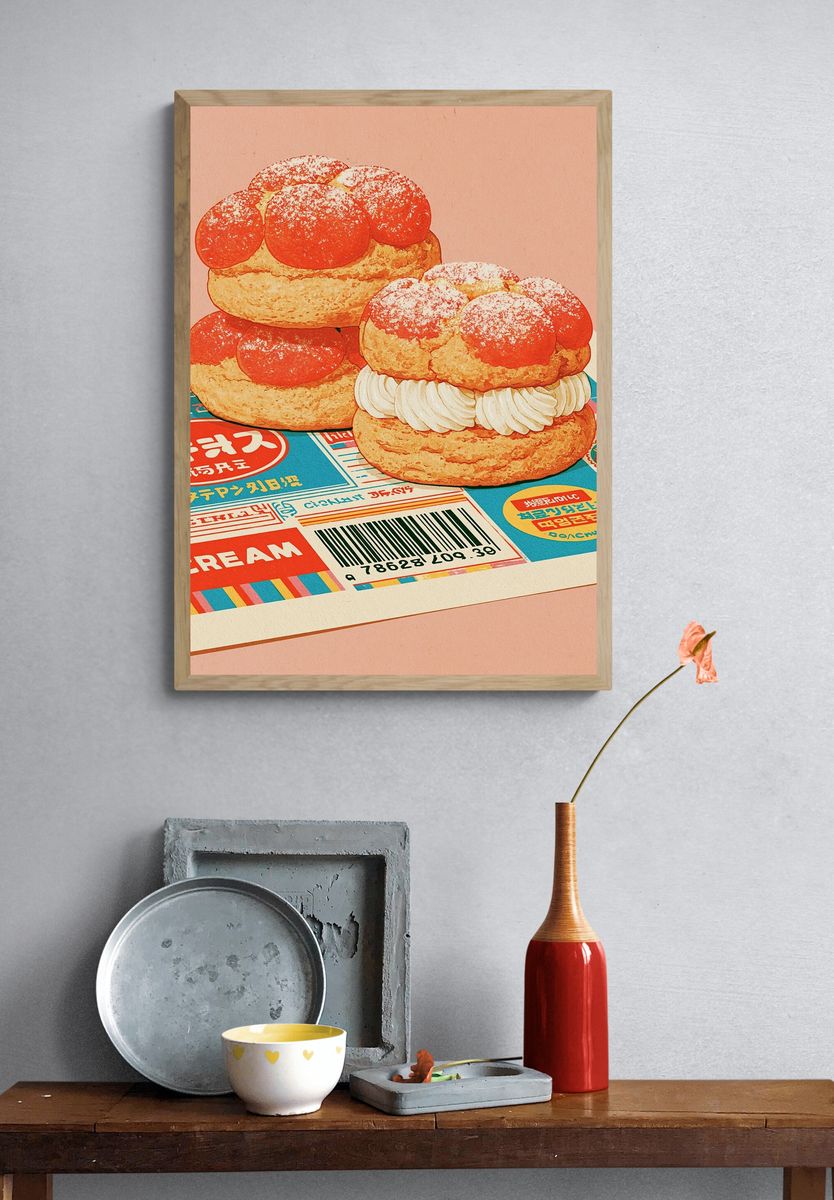 Retro Cream Puffs Food Poster. — room view 3