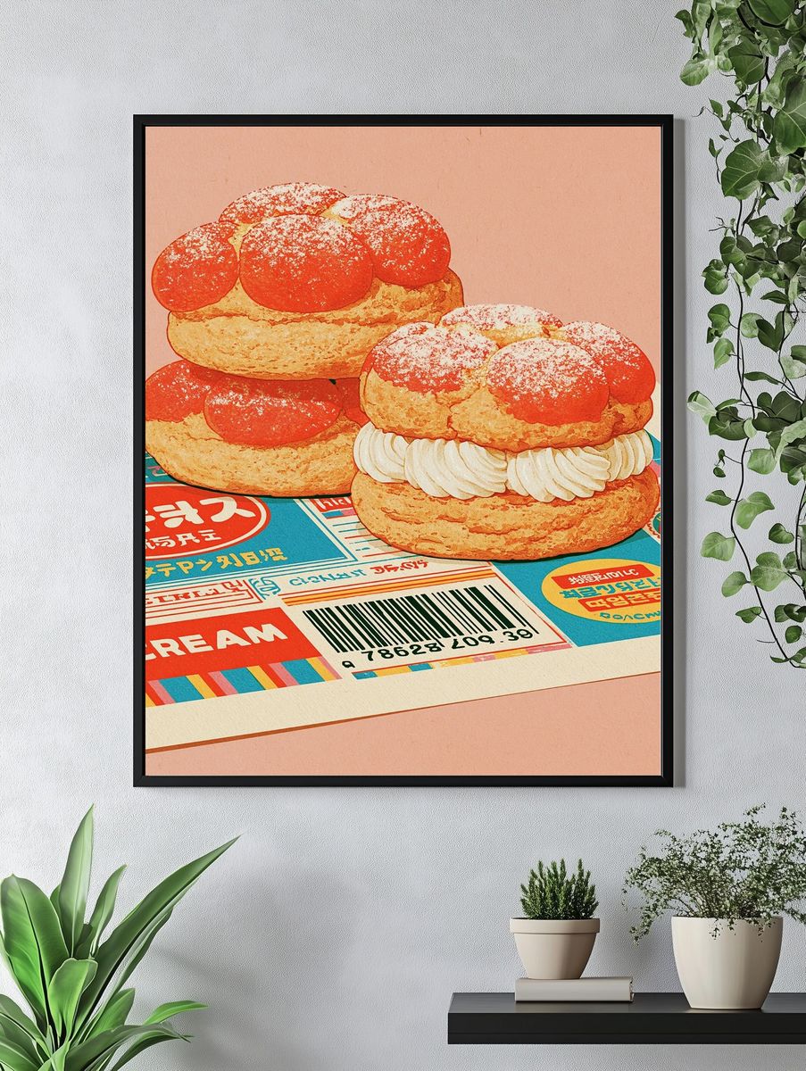 Retro Cream Puffs Food Poster. — room view 4