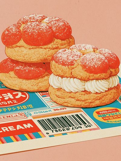 Retro Cream Puffs Food Poster.