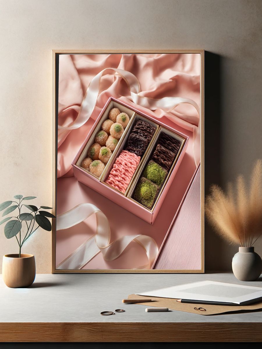 Luxury Dessert Box Photography Poster. — room view 2