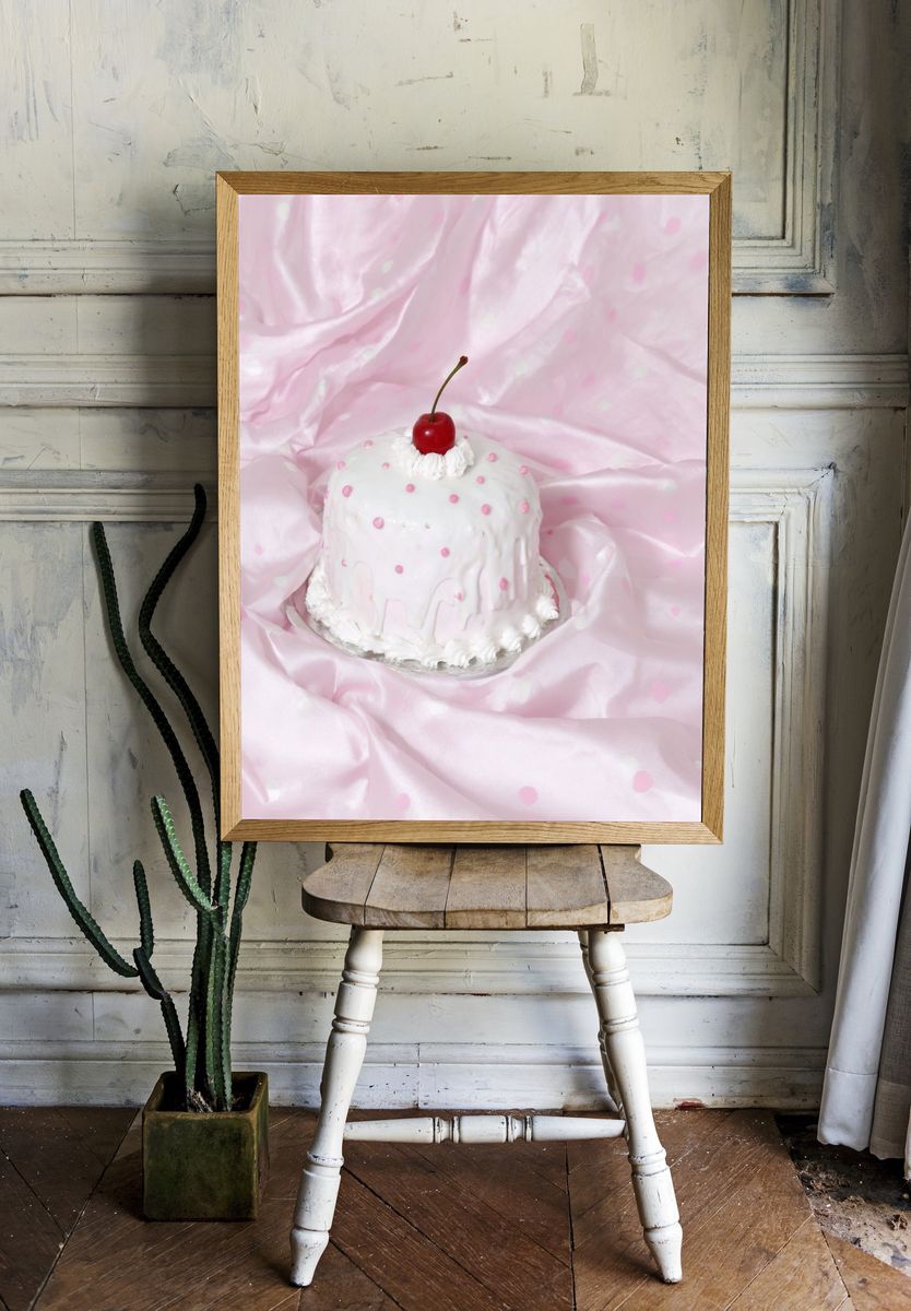 Cherry Cake Still Life Poster. room preview