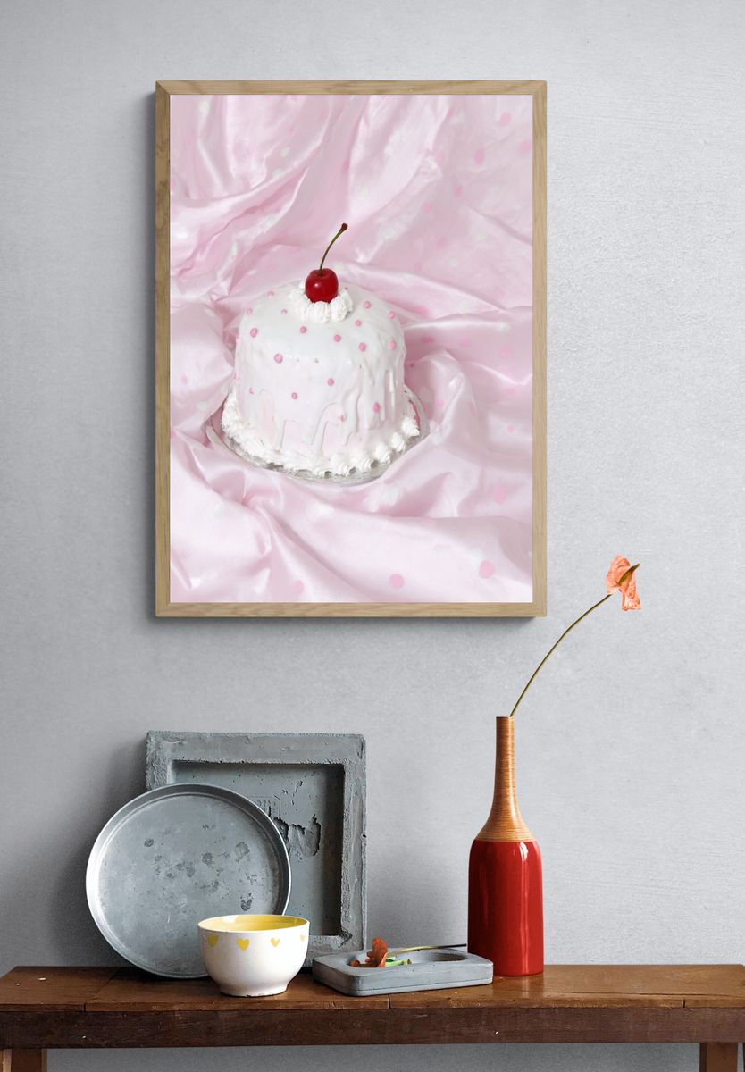 Cherry Cake Still Life Poster. — room view 3