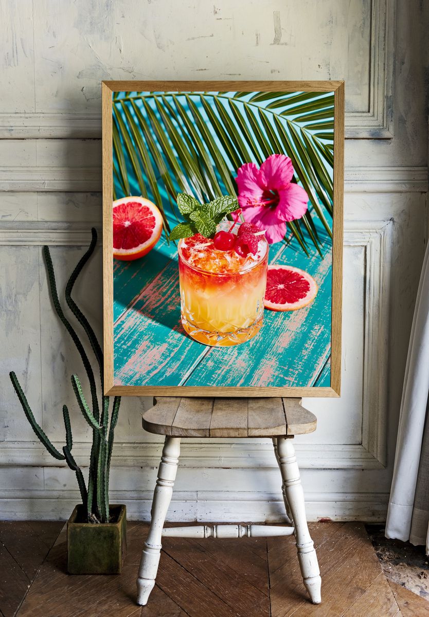 Tropical Citrus Cocktail Photography Poster. room preview