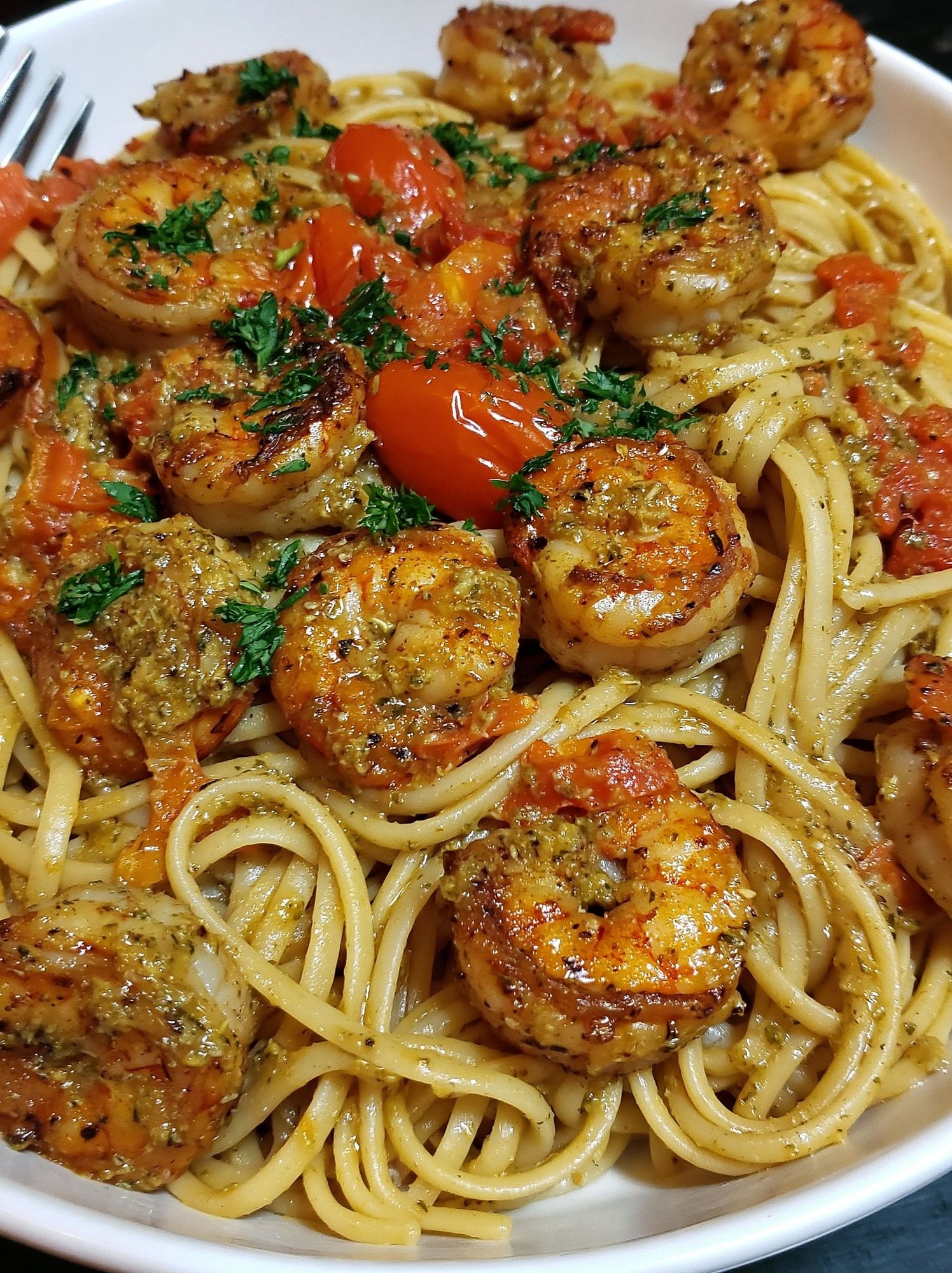 Shrimp Pasta Food Photography Poster. poster detail