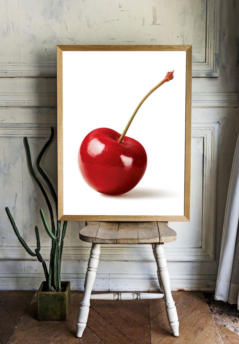 Glossy Cherry Photography Poster. room preview