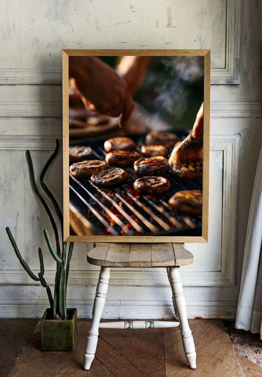 Grilled Mushrooms Food-Drink Poster. room preview