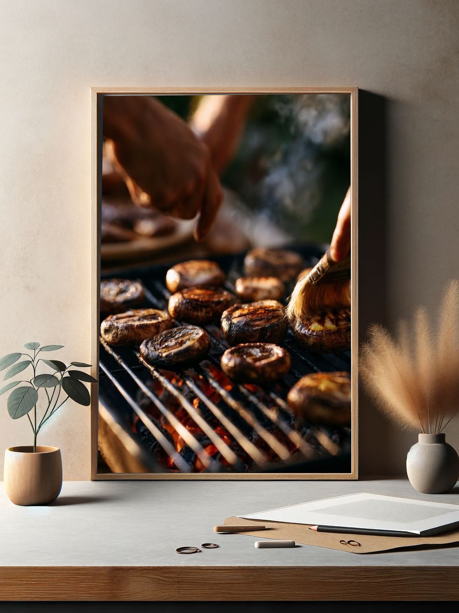 Grilled Mushrooms Food-Drink Poster. — room view 2