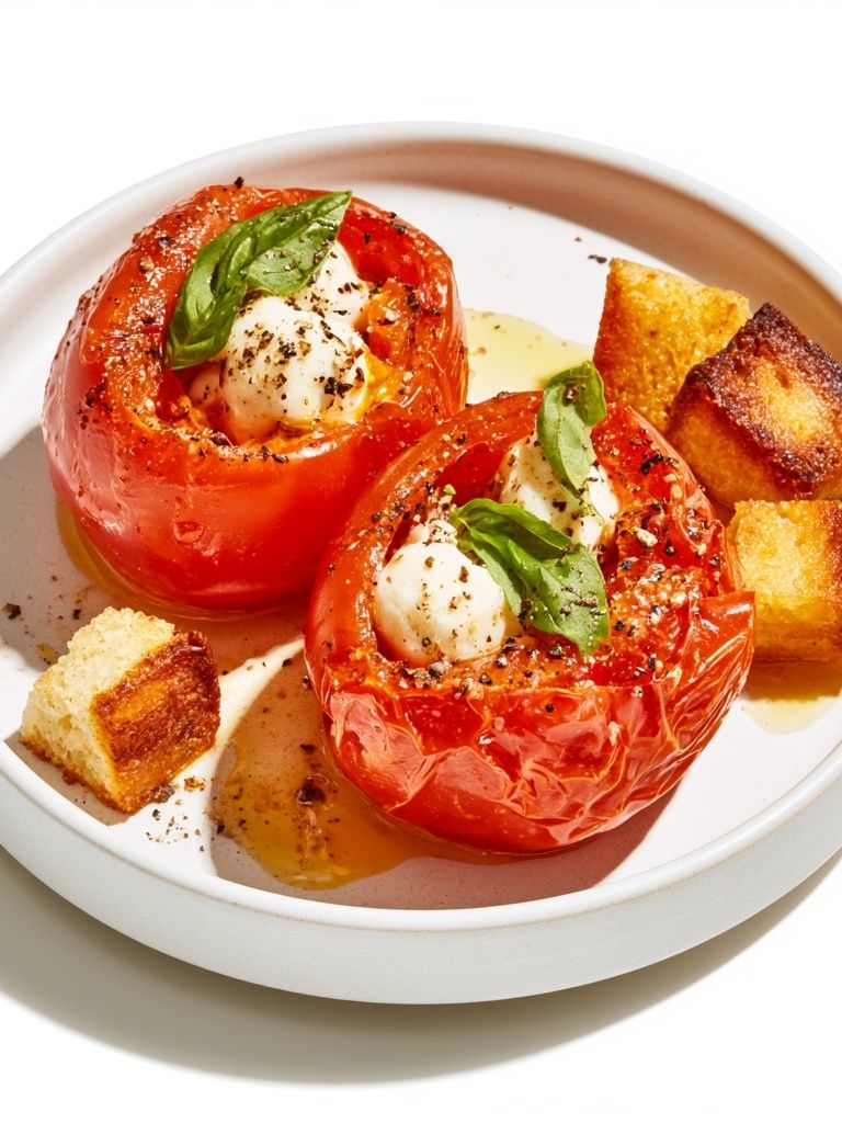 Roasted Tomato and Burrata Food Print. poster — food-drink art