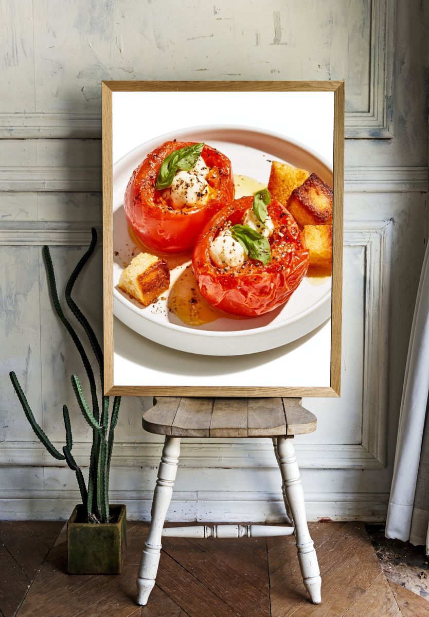 Roasted Tomato and Burrata Food Print. room preview