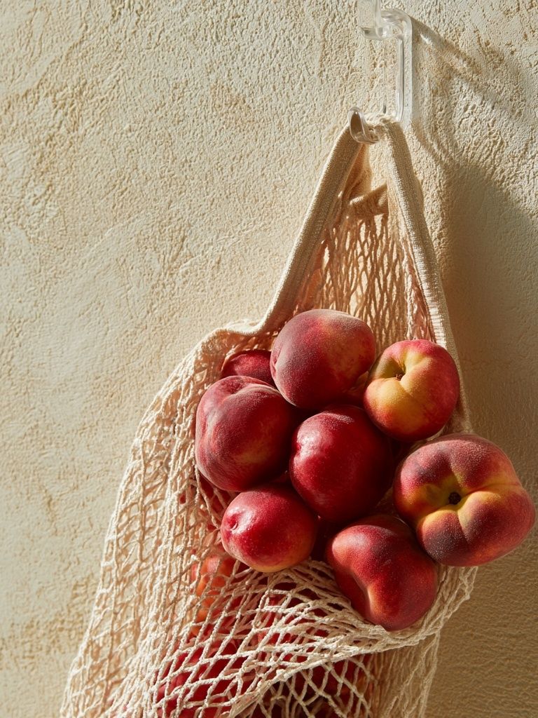 Peaches in Net Bag Photography Poster. poster detail