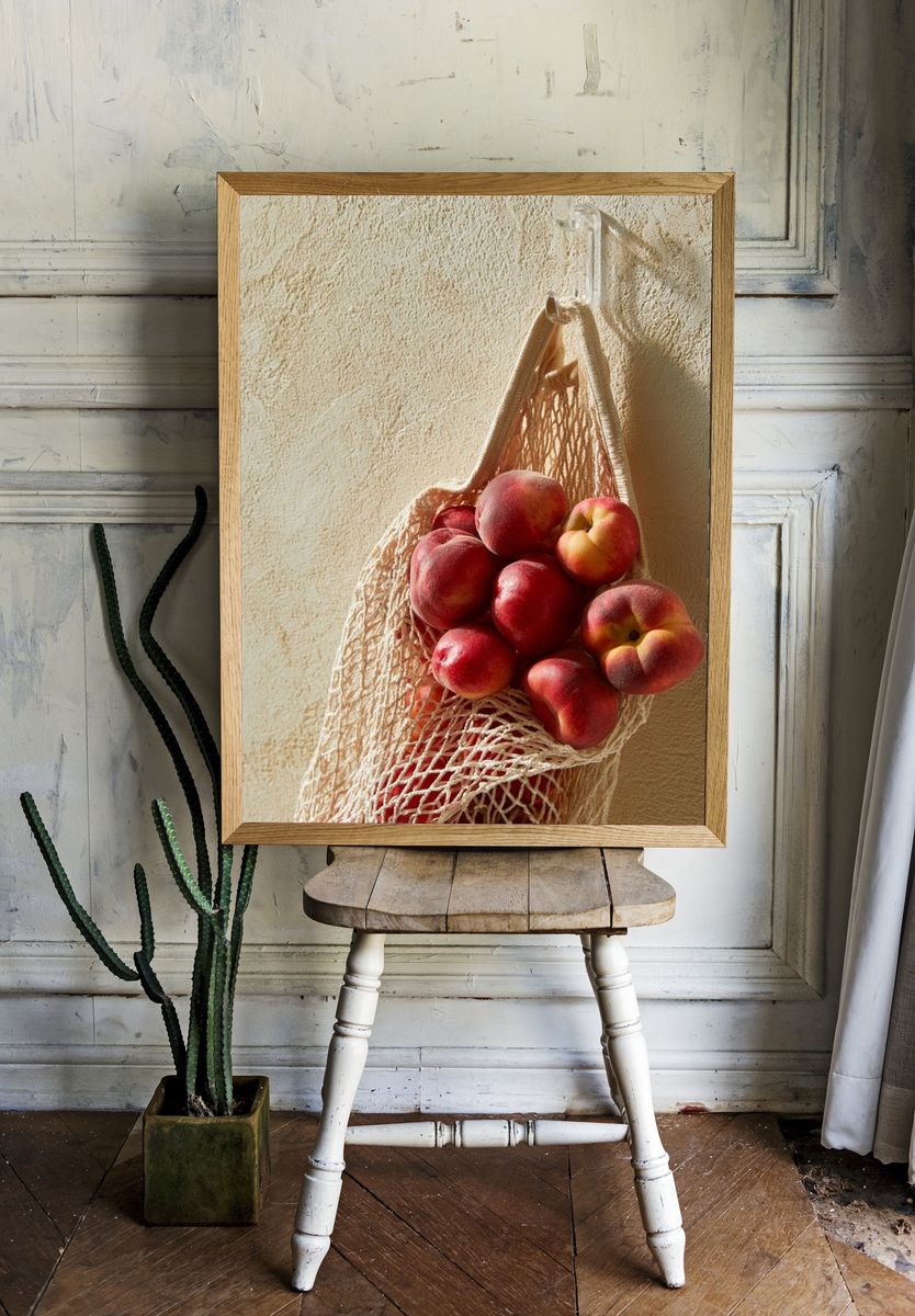 Peaches in Net Bag Photography Poster. room preview