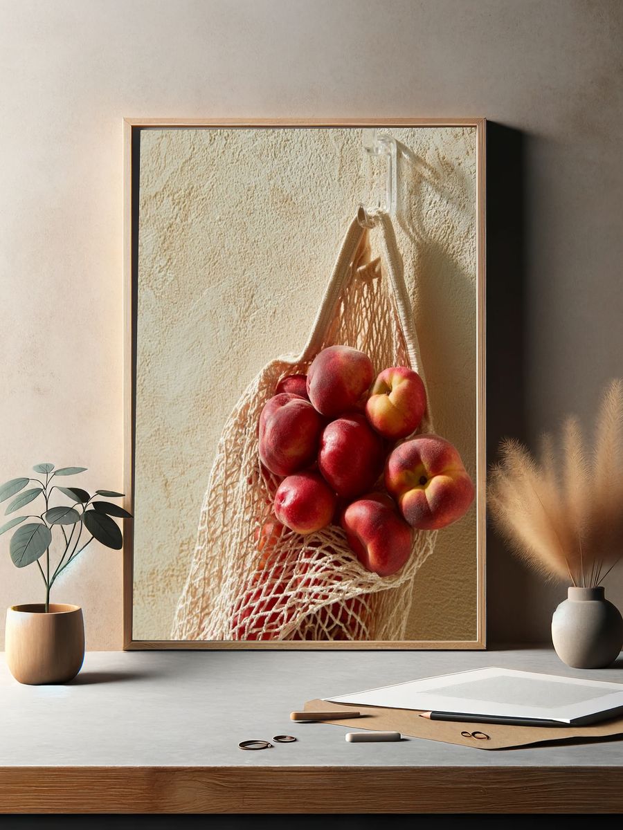 Peaches in Net Bag Photography Poster. — room view 2