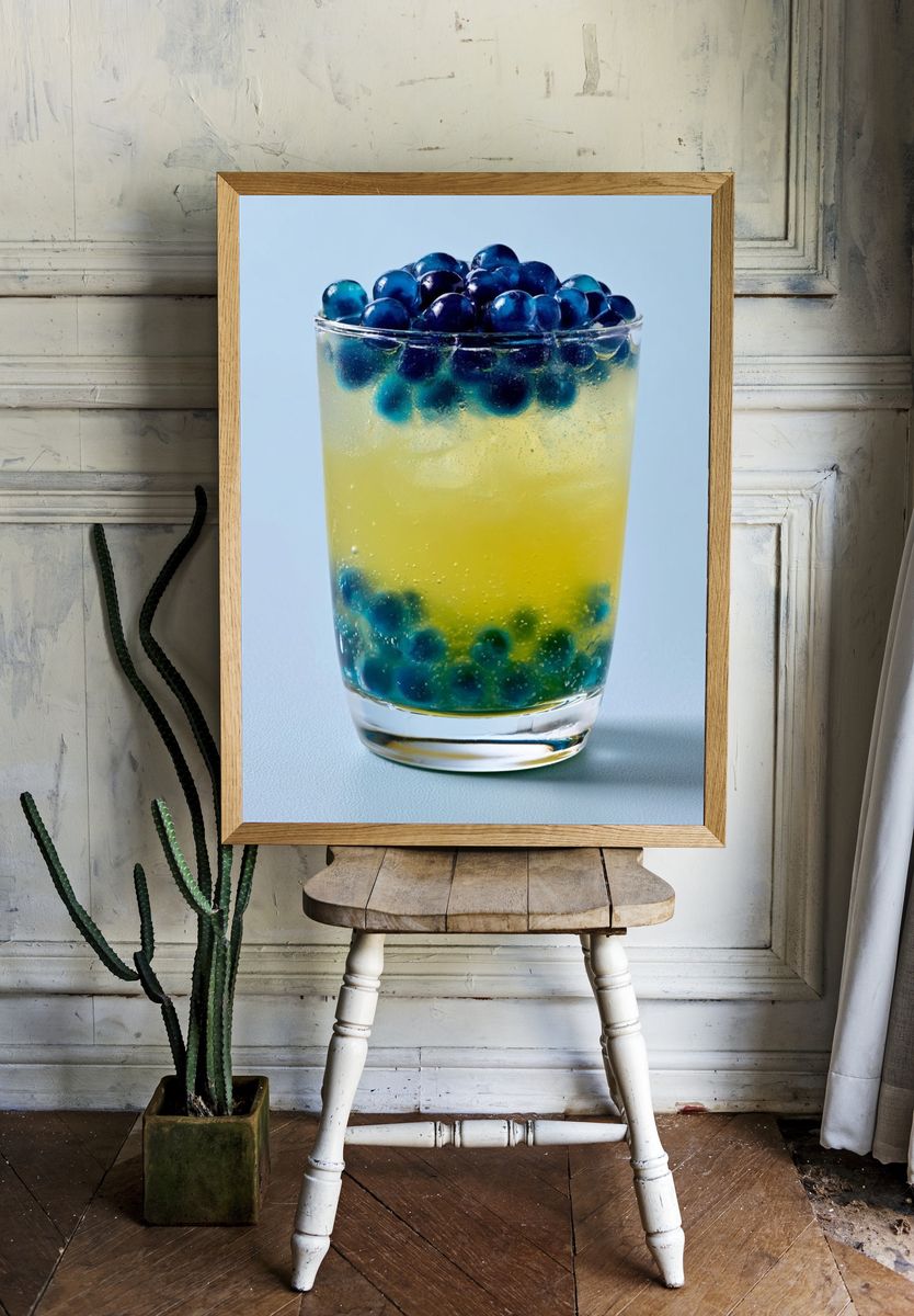 Blue Berry Cocktail Photography Poster. room preview